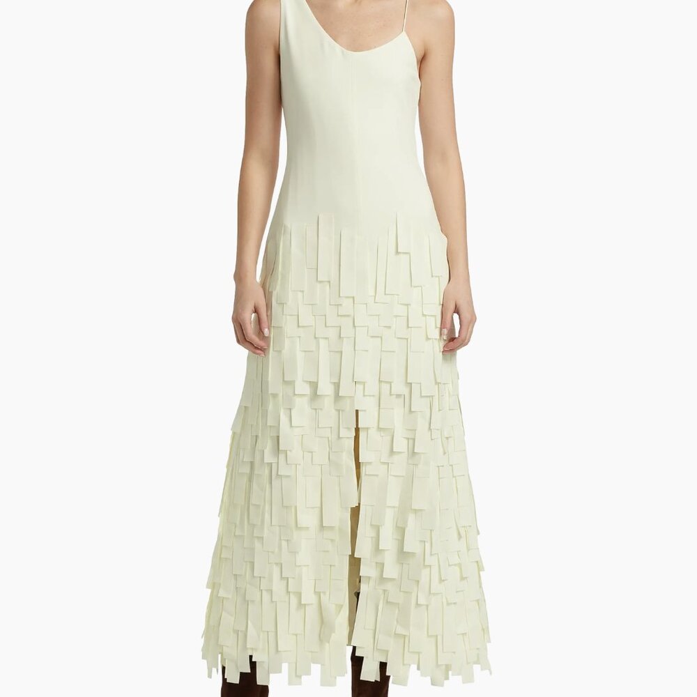 A.W.A.K.E. Mode Asymmetrical Ivory Maxi Dress